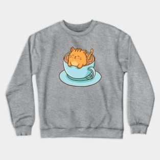 Cute Cat in cup of Cappuccino Crewneck Sweatshirt